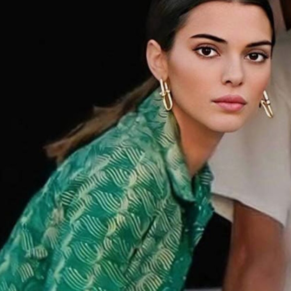 Anthropologie Gold Geometric Link Drop Earrings - Picture 2 of 6